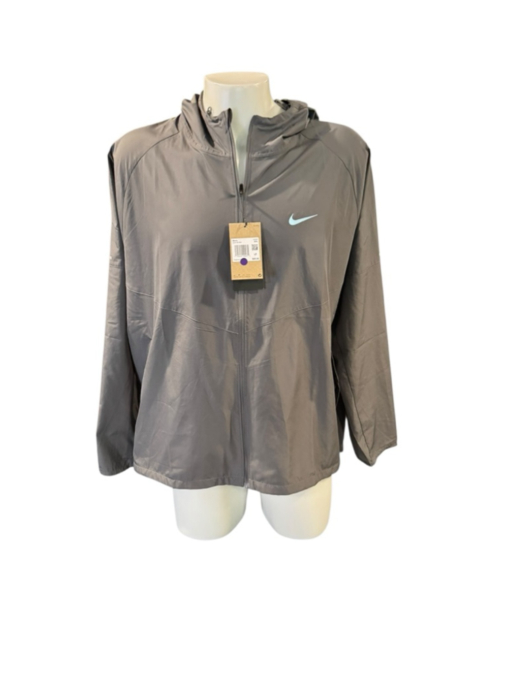 Men's Nike Gray run Performance Jacket XXL with Light Blue Swoosh